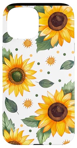 Hülle für iPhone 15 Lustiger Sonnenblumen-Unkrautbär mit weißen Punkten von Modern Aesthetic Design Studio