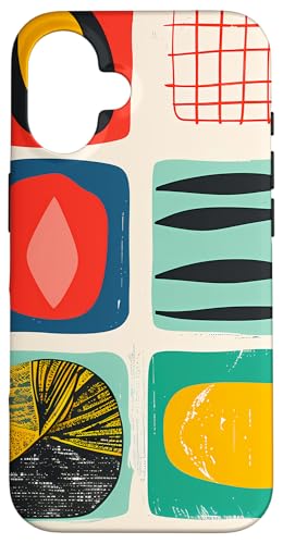 Hülle für iPhone 16 Mid Century Modern Abstrakt Bunte Formen Funky Cool von Modern Aesthetic Design Studio