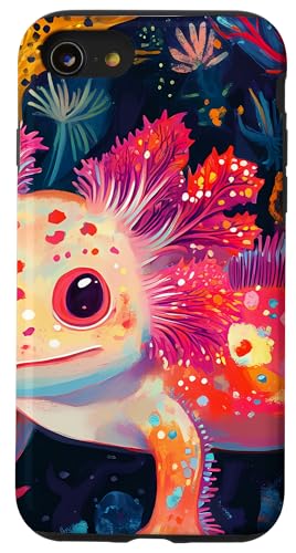 Hülle für iPhone SE (2020) / 7 / 8 Axolotl Expressionismus Tier Wildlife Muster Kunstdruck von Modern Aesthetic Design Studio