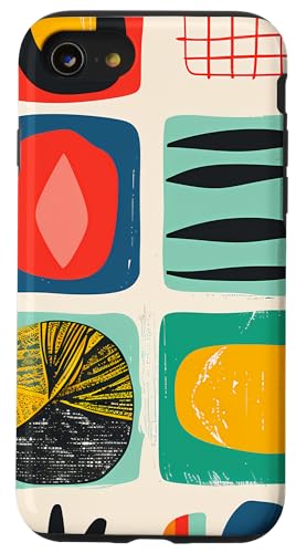 Hülle für iPhone SE (2020) / 7 / 8 Mid Century Modern Abstrakt Bunte Formen Funky Cool von Modern Aesthetic Design Studio