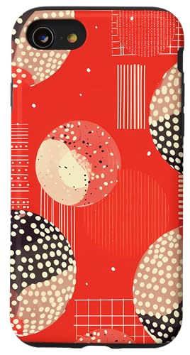 Hülle für iPhone SE (2020) / 7 / 8 Rote moderne tropische ästhetische 70er 80er Jahre Retro Discokugel Damen von Modern Aesthetic Design Studio