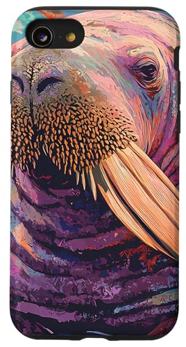 Hülle für iPhone SE (2020) / 7 / 8 Walross Expressionismus Tier Wildlife Muster Kunstdruck von Modern Aesthetic Design Studio