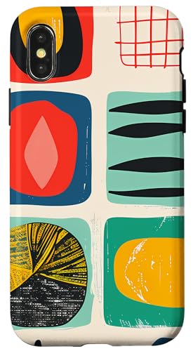 Hülle für iPhone X/XS Mid Century Modern Abstrakt Bunte Formen Funky Cool von Modern Aesthetic Design Studio