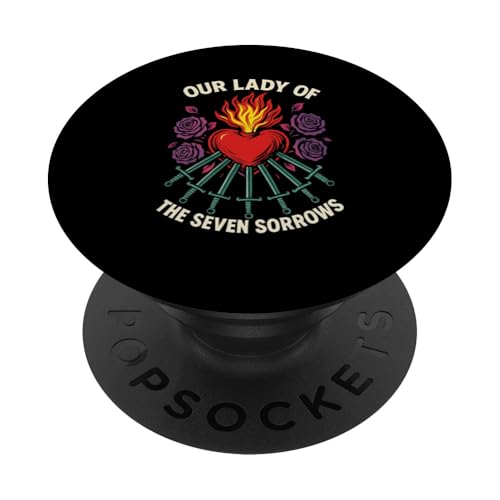 Unserer Lieben Frau von Seven Sorrows, Unbeflecktes Herz, lateinisches Design PopSockets Klebender PopGrip Unserer Lieben Frau von Seven Sorrows, Unbeflecktes Herz, lateinisches Design PopSockets Klebender PopGrip von Modern Day Catholic Designs