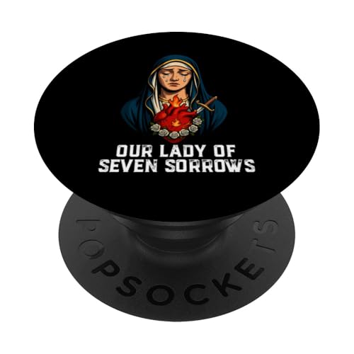 Unserer Lieben Frau von Seven Sorrows, Unbeflecktes Herz, lateinisches Design PopSockets Klebender PopGrip Unserer Lieben Frau von Seven Sorrows, Unbeflecktes Herz, lateinisches Design PopSockets Klebender PopGrip von Modern Day Catholic Designs