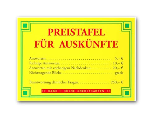 Modern Times Postkarte A6 +++ LUSTIG PREISTAFEL FÜR AUSKÜNFTE +++ ECKI DESIGN von Modern Times