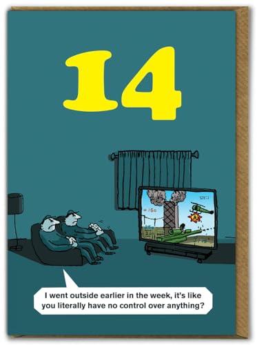 Modern Toss - Geburtstagskarte zum 14. Geburtstag für Gamer – freche Alterskarten – lustige Geburtstagskarte zum 14. Geburtstag – Humor-Karten – für Mädchen – für Jungen Modern Toss - Geburtstagskarte zum 14. Geburtstag für Gamer – freche Alterskarten – lustige Geburtstagskarte zum 14. Geburtstag – Humor-Karten – für Mädchen – für Jungen von Modern Toss