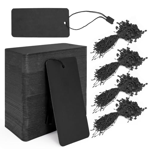 Modixun 400pcs Schwarze Geschenkanhänger mit Schnur, große Preisschilder Kleidung Tags Blanko Kraftpapier Hang Tags für Kleidung Verkauf Handwerk Preisgestaltung Inventar Modixun 400pcs Schwarze Geschenkanhänger mit Schnur, große Preisschilder Kleidung Tags Blanko Kraftpapier Hang Tags für Kleidung Verkauf Handwerk Preisgestaltung Inventar von Modixun