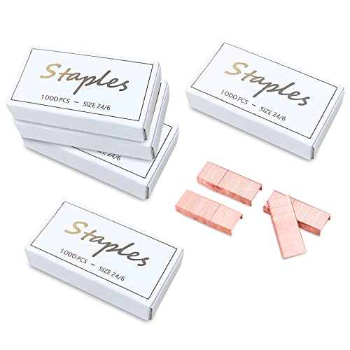 Modixun Roségoldene Heftklammern 24/6 mm, 5000 Stück für Schreibtisch-Hefter, 6,35 mm langes Bein, 50 Heftklammern pro Streifen, 5 Box Modixun Roségoldene Heftklammern 24/6 mm, 5000 Stück für Schreibtisch-Hefter, 6,35 mm langes Bein, 50 Heftklammern pro Streifen, 5 Box von Modixun
