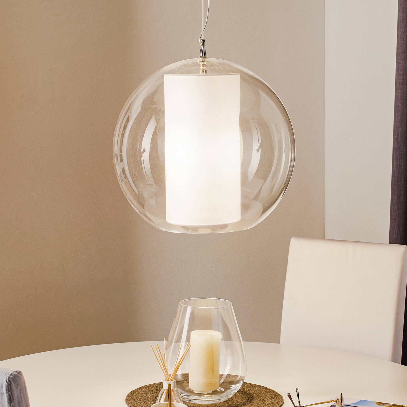 Modo Luce Bolla Hängelampe Stoff weiß Ø 40cm von Modo Luce