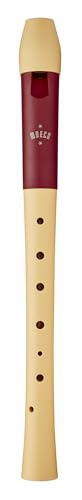 Moeck 1025 Flauto 1 Sopranblockflöte Deutsch Einfachloch Spezialkunststoff Beige mit rotem Ring C-Sopran-Blockflöte Schulblockflöte von Moeck