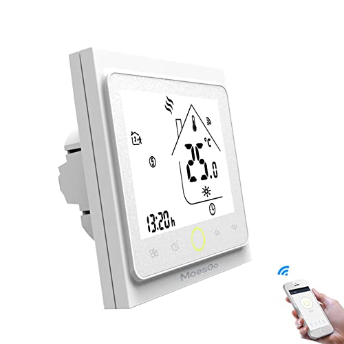 MoesGo Smart WLAN Alexa Thermostat für Elektrische Fußbodenheizung,Programmierbares Raumthermostat für 16A Elektroheizung, Kompatibel mit Smart Life Tuya App Alexa Google Home von MoesGo