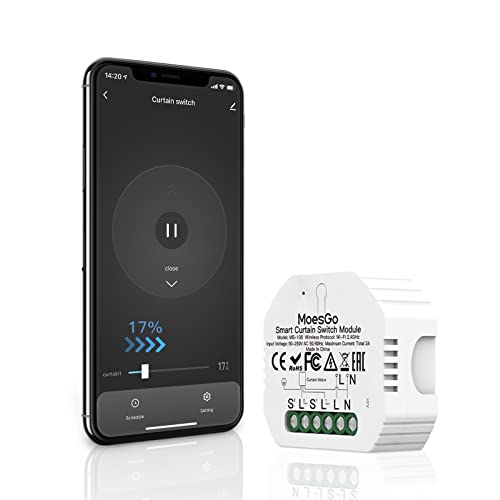 MoesGo Wlan 2.4GHz Alexa Smart Rolladenschalter, Modul WiFi Funk Rolladen Markisen Zeitschaltuhr Schalter für Rollladenmotor, Kompatibel mit Alexa und Google Assistant Smart Life Tuya App von MoesGo
