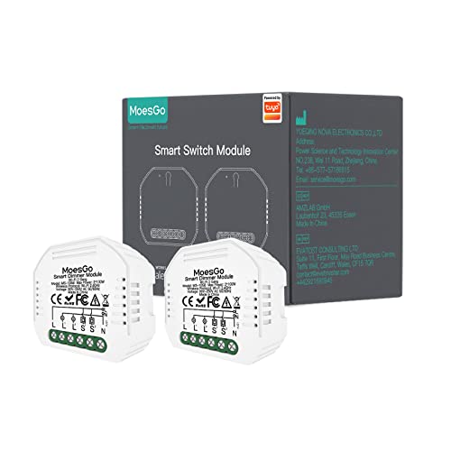 MoesGo Wlan 2.4GHz Smart Alexa Dimmschalter Modul, für Funk Dimmer Lichtschalter Unterputz Relais, Kompatibel mit Smart Life Tuya App, Alexa und Google Home, 1/2 Weg【Neutralleiter erforderlich】 von MoesGo