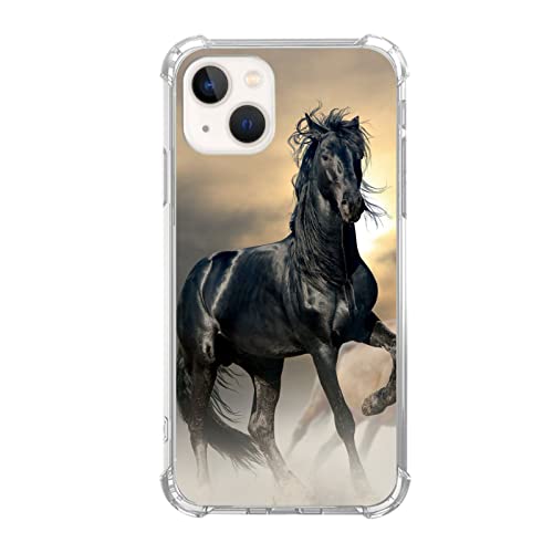 Mofreore Black Horse Hülle für iPhone 13 Mini, Cooles Tier Pferd Hülle für iPhone 13 Mini, Einzigartiges Design TPU Bumper Schutzhülle Case von Mofreore