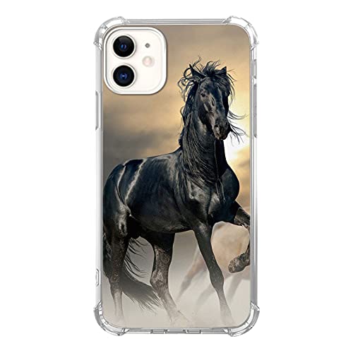 Mofreore Schwarze Pferdehülle für iPhone 11, coole Tierpferdehülle, einzigartiges Design TPU Bumper Cover Case für iPhone 11 von Mofreore