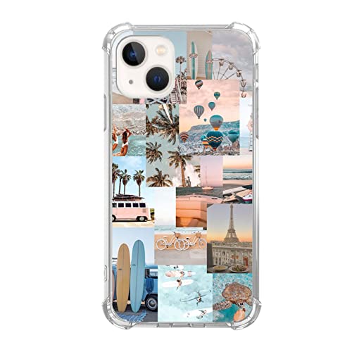 Mofreore Sommer Aesthetic Hülle für iPhone 13, Sommer Surf Hot Ballon Turtle Palme Case für iPhone 13 für Teens Männer und Frauen, Cool TPU Bumper Phone Cover Case von Mofreore