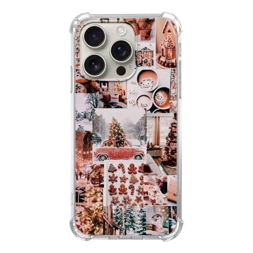 Mofreore Trendy Aesthetic Christmas Hülle für iPhone 16 Pro, Winter Collage Design TPU Bumper Wireless Charging kompatibel von Mofreore