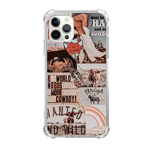 Mofreore Vintage Cowboy Collage Hülle Kompatibel mit iPhone 15 Pro, Cool Aesthetic West Cowboy Cowgirl Hülle für iPhone 15 Pro, Einzigartige trendige TPU Bumper Schutzhülle von Mofreore