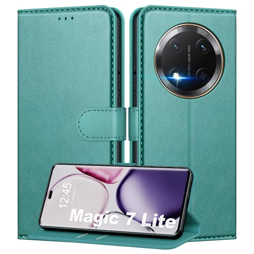 Mofurd Handyhülle für Honor Magic 7 Lite Hülle, [RFID-Blockierung] [Kartenfach] [Ständer] Premium PU Magnet Klappbar hülle, Multifunktional, Grün von Mofurd