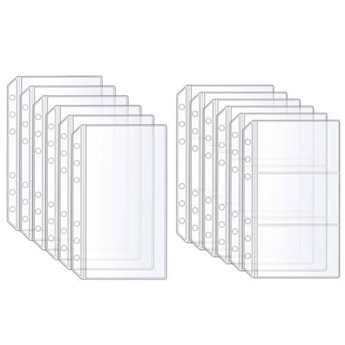 Mogoostry A6 Binderhüllen, doppelseitig, 1 Tasche, 3 Taschen, transparente Seitenschutz, linke Seite, PVC-Schutzhüllen, für Budgetierung, 12 Stück von Mogoostry