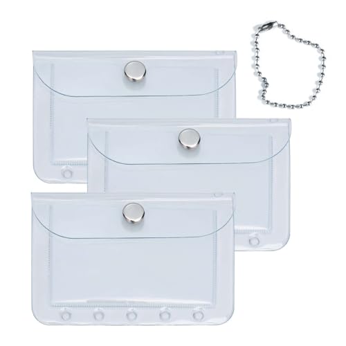 Mogoostry A8 Bindertaschen, 3 transparente Münzgeldbörsen, 5 Löcher, Schnappverschluss, transparent, Kartenhalter, Schlüsselanhänger, Organizer Mogoostry A8 Bindertaschen, 3 transparente Münzgeldbörsen, 5 Löcher, Schnappverschluss, transparent, Kartenhalter, Schlüsselanhänger, Organizer von Mogoostry