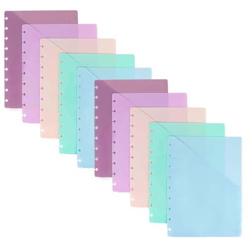 Mogoostry Farbige Discbound Slash Pocket Folder, 10 Blatt 5 Farben Discbound Notizbuch-Trennblätter, 7 x 9,2 Planer, 9 Discbound Umschläge für Disc-Planer, Notizbücher von Mogoostry