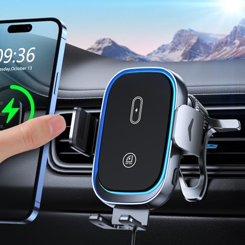 Mohard 15W Handyhalterung Auto mit Ladefunktion, [Automatische Klemmung] Induktive Ladestation Auto, Dual-Coil Wireless Charger Auto Kompatibel mit iPhone 15/14/13, Samsung Galaxy ZFlip5/4/S24 usw von Mohard