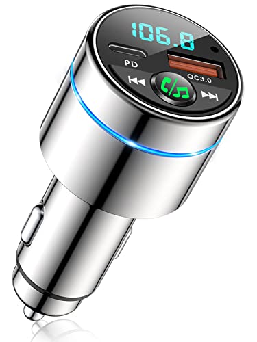 Mohard FM Transmitter Auto Bluetooth 5.3, Ganzmetall PD 30W & QC3.0 18W Schnelles Autoladegerät Zigarettenanzünder, KFZ Bluetooth Adapter Auto Freisprechanlage, Noise Cancelling Mikrofon, Ringlicht von Mohard