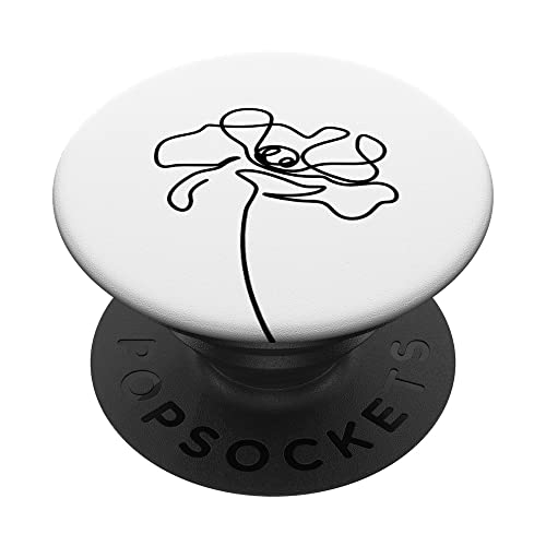 Mohnblume one Line Drawing Lineart PopSockets mit austauschbarem PopGrip von Mohnblume