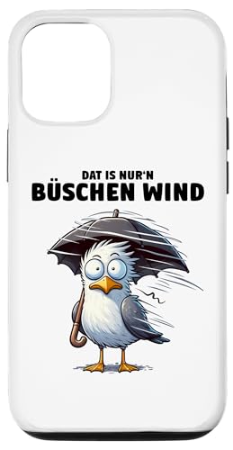 Hülle für iPhone 15 Pro Möwe Sturm Orkan Schietwetter – Dat is nur'n büschen Wind von Moin! – Waterkant Design by Media Senses