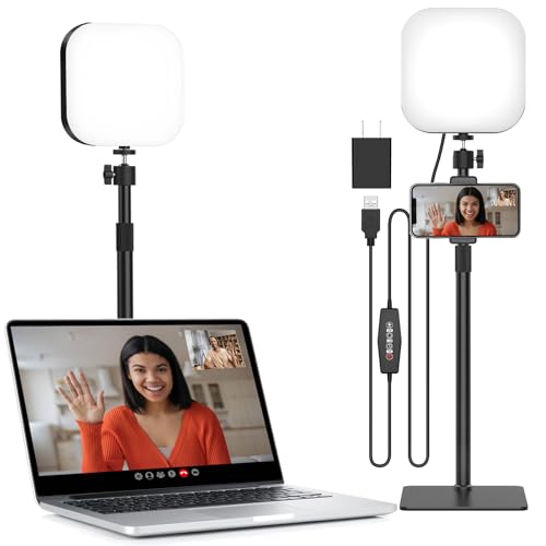 Mojimdo 180 LED Videolicht mit Handyhalter, Videoleuchte mit 3 Farben & 5 Helligkeitsstufen, USB-betriebenes Key Licht für Videokonferenzen, Zoom Meetings, Live Streaming, Videoaufnahmen von Mojimdo
