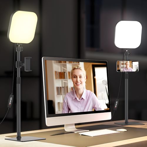 Mojimdo 180 LED Videolicht mit Handyhalter, Videoleuchte mit 3 Farben & 5 Helligkeitsstufen, USB-betriebenes Key Licht für Videokonferenzen, Zoom Meetings, Live Streaming- 2er Pack von Mojimdo