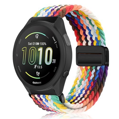 MokaZii 20mm Nylon Armband Kompatibel mit Garmin Vivoactive 6/5/Approach S44/S50/Forerunner 165/165 Music, Elastic Adjustable Sport Uhrenarmband für Garmin Vivomove Trend/Venu Sq 2 (Regenbogenfarben) MokaZii 20mm Nylon Armband Kompatibel mit Garmin Vivoactive 6/5/Approach S44/S50/Forerunner 165/165 Music, Elastic Adjustable Sport Uhrenarmband für Garmin Vivomove Trend/Venu Sq 2 (Regenbogenfarben) von MokaZii