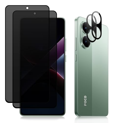 MokaZii Privacy Schutzfolie für Xiaomi Poco X7 Pro Panzerglas, [2+2 Stück] Panzer Schutz Glas Folie + Kameraschutz Panzerfolie, 9H Kratzfest Anti-Spy Sichtschutzfolie für Xiaomi Poco X7 Pro von MokaZii