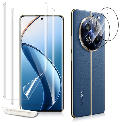 MokaZii Schutzfolie für Realme 12 Pro/12 Pro Plus/12 Pro+ 5G, flexibler TPU Folie und Kameraschutz Panzerfolie [2+2 Stück], mit Installationswerkzeug, HD Displayschutzfolie für Realme 12 Pro Plus 5G von MokaZii