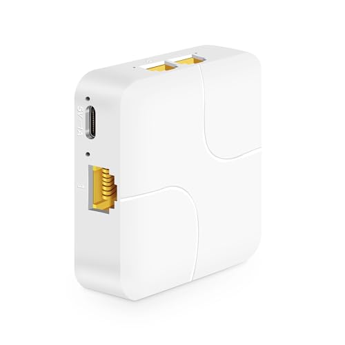 MokerLink 1 to 4 Gigabit Splitter, 100/1000Mbps, Network Hub RJ45 Internet LAN Cable Splitter, Mini Plastics Type-C Power with USB Cable MokerLink 1 to 4 Gigabit Splitter, 100/1000Mbps, Network Hub RJ45 Internet LAN Cable Splitter, Mini Plastics Type-C Power with USB Cable von MokerLink