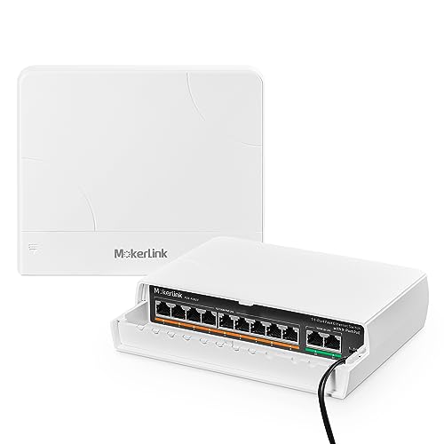 MokerLink 11 Port Outdoor PoE Switch mit 9 Port PoE+, 2 Ethernet UpLink, 10/100Mbps, 120W 802.3af/at PoE, wetterfester lüfterloser Plug & Play Netzwerk Switch von MokerLink