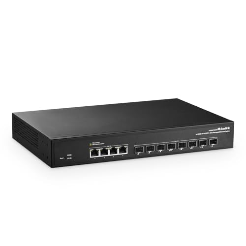 MokerLink 12 Port 10Gbps Managed Switch, 4x10G RJ45 Ethernet Ports, 8x10G SFP+ Slot unterstützt 1G und 10G SFP+ Module, 240Gbps Bandbreite L2 Managed Fiber Switch von MokerLink