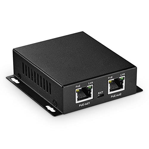 MokerLink 3 Ports 100M PoE Passthrough Switch, IEEE 802.3af/at PoE Repeater, 10/100Mbps, 1 PoE in 2 PoE Out, Wandmontage, PoE Extender/Injector/Network Extender DREI in Einem von MokerLink