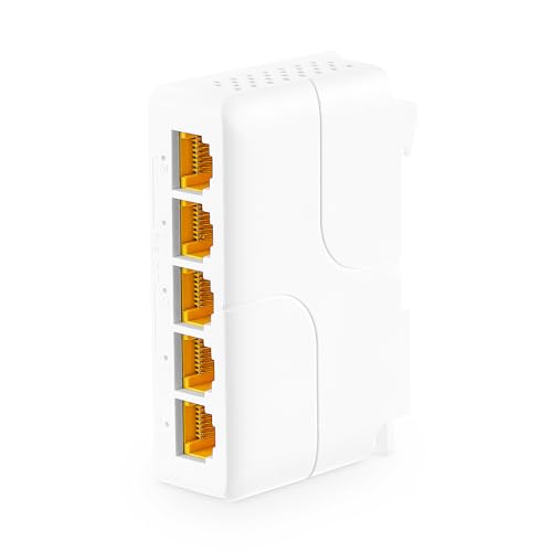 MokerLink 5 Port Gigabit PoE Extender, IEEE 802.3 af/at/bt 90W PoE Repeater, 10/100/1000Mbps, 1 PoE in 4 PoE Out, Wand & Din Rail Mount POE Passthrough Switch von MokerLink