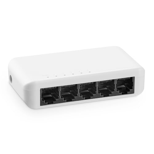 MokerLink 5 Port Gigabit Unmanaged Ethernet Switch, 5 x 100/1000Mbps Ports, Home Office Netzwerk Hub Splitter, Kunststoff Desktop & Wandmontage Netzwerk Switch von MokerLink