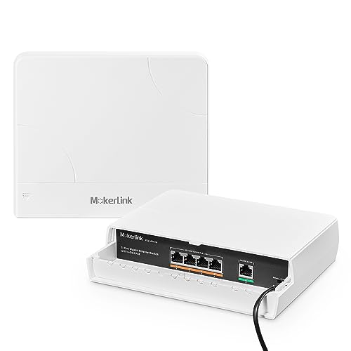 MokerLink 5 Port Outdoor Gigabit POE Switch, mit 4 POE+ Ports 1000Mbps, 78W IEEE802.3af/at, Wetterfester Unmanaged Plug and Play Lüfterloser Switch von MokerLink
