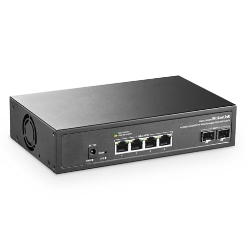 MokerLink 6 Port 10Gbps Managed Switch, 4x10G Etheret RJ45, 2x10G SFP+ Unterstützung 1G und 10G SFP+, 120Gbps Bandbreite, Kleiner L2 Web Managed Netzwerk Desktop Switch MokerLink 6 Port 10Gbps Managed Switch, 4x10G Etheret RJ45, 2x10G SFP+ Unterstützung 1G und 10G SFP+, 120Gbps Bandbreite, Kleiner L2 Web Managed Netzwerk Desktop Switch von MokerLink