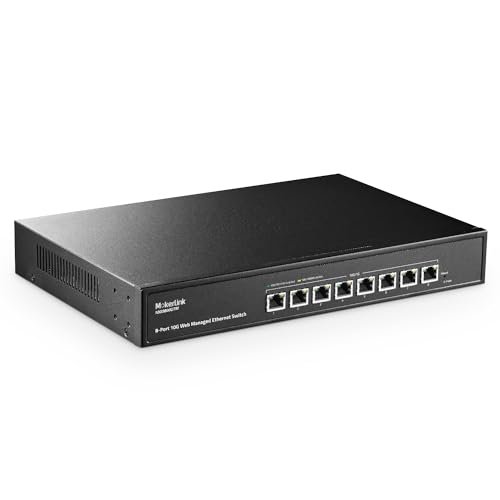 MokerLink 8 Port 10 Gigabit Managed Switch, unterstützt 10G/5G/2.5G/1000M Auto-Negotiation, 160Gbps Bandbreite, Smart Web Managed, Metall Rackmount Ethernet Switch von MokerLink