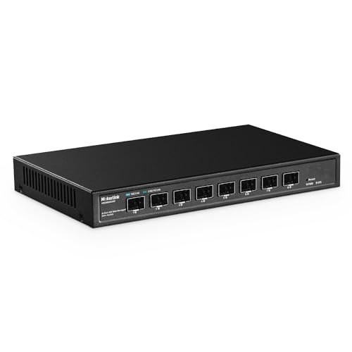 MokerLink 8 Port 10Gbps SFP+ Managed Switch, unterstützt 1G/2.5G/10G SFP Module, 160Gbps Bandbreite, lüfterloser Web Managed Network Switch aus Metall von MokerLink