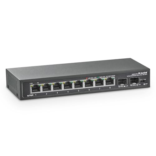 MokerLink 8 Port 2.5Gigabit Ethernet Switch mit 2x10G SFP Slot, 8 x 2.5G Base-T Ports,VLAN Isolierung, Metall Unmanaged Fanless Small Network Switch von MokerLink