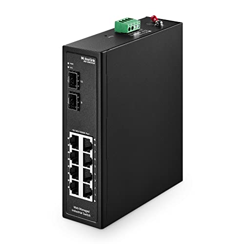 MokerLink 8 Port Gigabit Managed Industrial DIN-Rail Ethernet Switch with 2 SFP Ports, 20Gbps Switching Capacity, Web Managed IP40 Network Switch (-40 to 185°F) von MokerLink