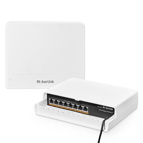MokerLink 8 Port Gigabit PoE Switch für den Außenbereich, 8 PoE+ Ports 1000Mbps, 802.3af/at 120W, wetterfester lüfterloser Unmanaged Plug and Play Switch von MokerLink