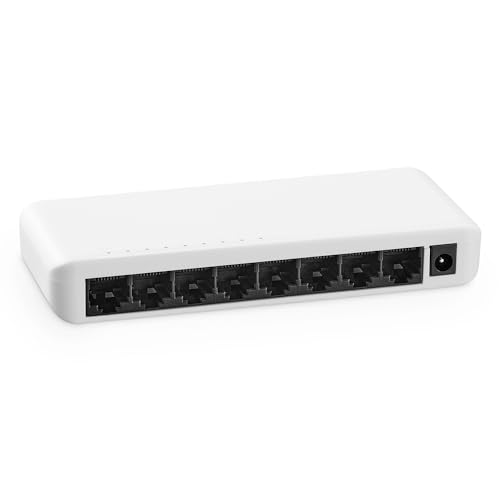 MokerLink 8 Port Gigabit Unmanaged Ethernet Switch, 8 x 100/1000Mbps Ports, Home Office Netzwerk Hub Splitter, Kunststoff Desktop & Wandmontage Netzwerk Switch von MokerLink